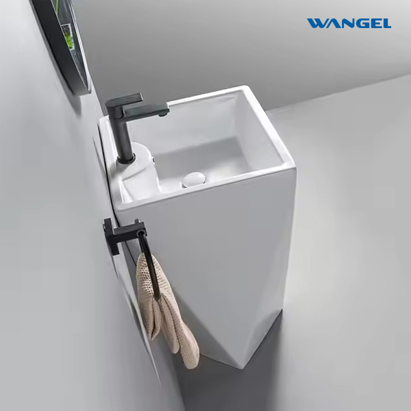 Bathroom ceramic base basin rectangular independent washbasin with single hole - 图片 6