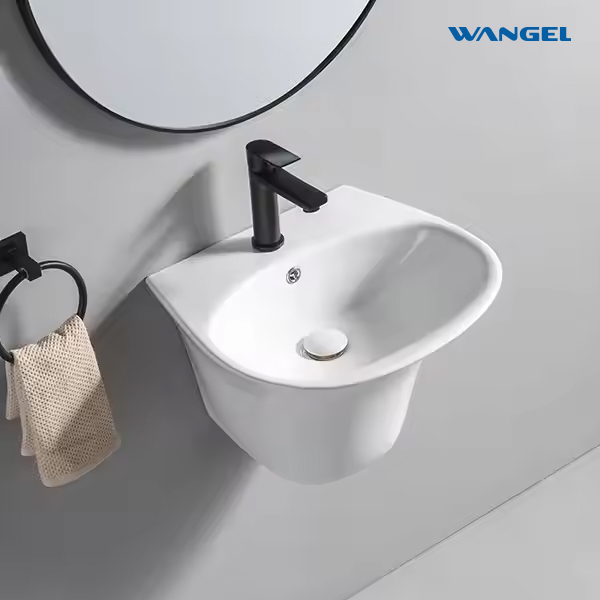 Customized High Quality Durable Sanitary Ware Ceramic Bathroom Sink Wall Hung Mounted Wash Hand Basin Sink - 图片 6