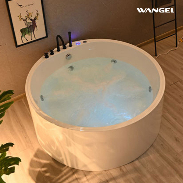 Acrylic round 1.2 to 1.6 meters freestanding one-piece hotel project villa hydrotherapy SPA bathtub - 图片 6