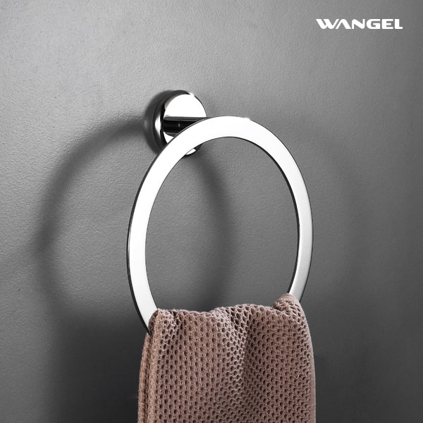 Round Towel Ring Brass Bath Hardware Chrome Bedroom Bathroom Accessories - 图片 6