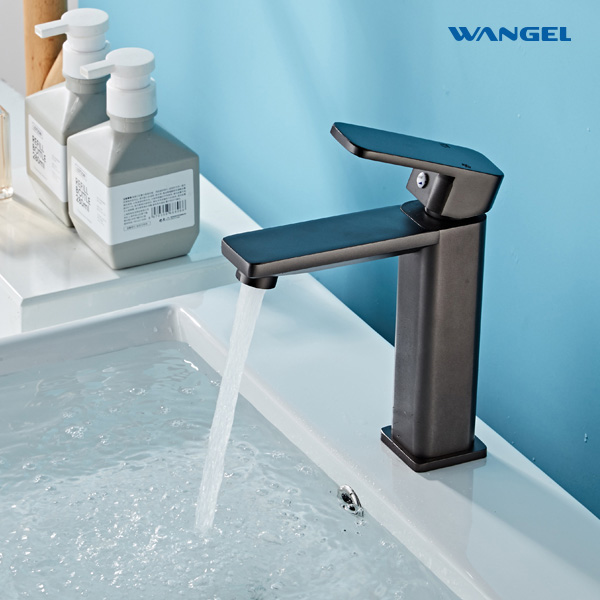 Gun Grey Modern Style Design Rotatable Handle Hot And Cold Control Space Aluminum Countertop-Mounted Installation Basin Faucet - 图片 7