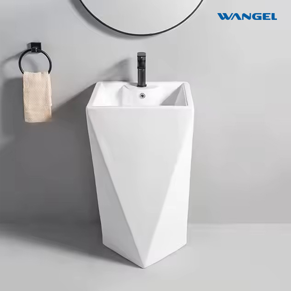 Bathroom ceramic base basin rectangular independent washbasin with single hole - 图片 7