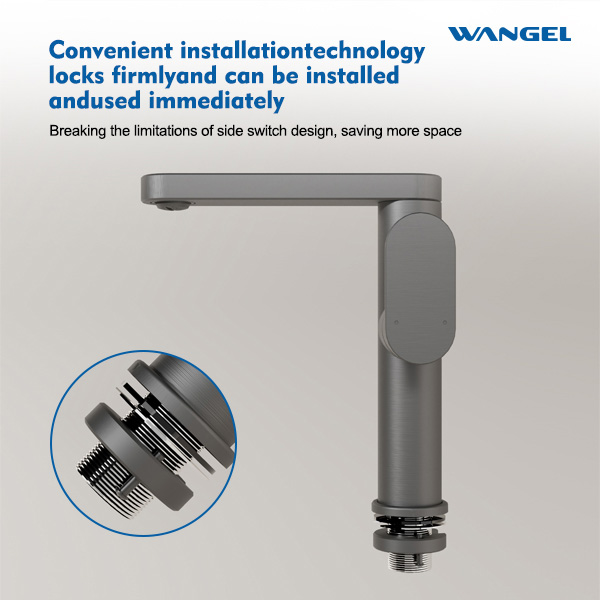 Modern Style Design Rotatable Handle Hot And Cold Space Aluminum Countertop-Mounted Installation Basin Faucet - 图片 8