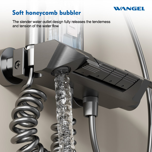High Quality Durable Modern Style Design Button Type Main Valve Core Space Aluminum High Temperature Corrosion Rust Resistant Shower Set - 图片 11