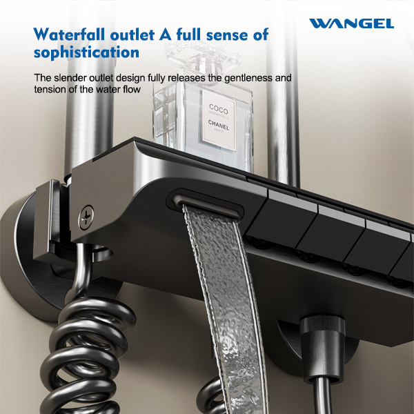 High Quality Modern Style Design Space Aluminum Four Function Button Main Body Space Aluminum High Temperature Corrosion Rust Resistant Shower Set - 图片 13