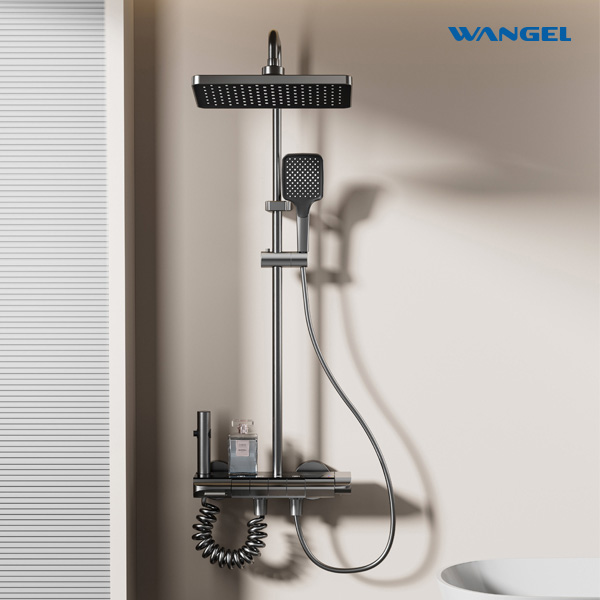High Quality Modern Style Design Space Aluminum Four Function Button Main Body Space Aluminum High Temperature Corrosion Rust Resistant Shower Set - 图片 15