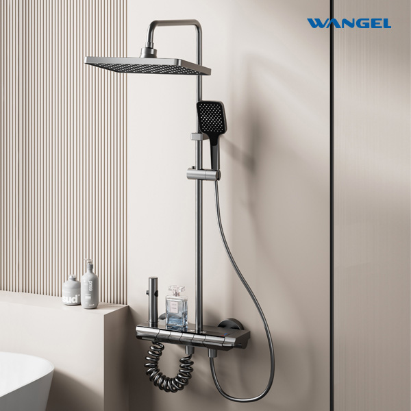 High Quality Modern Style Design Space Aluminum Four Function Button Main Body Space Aluminum High Temperature Corrosion Rust Resistant Shower Set - 图片 16