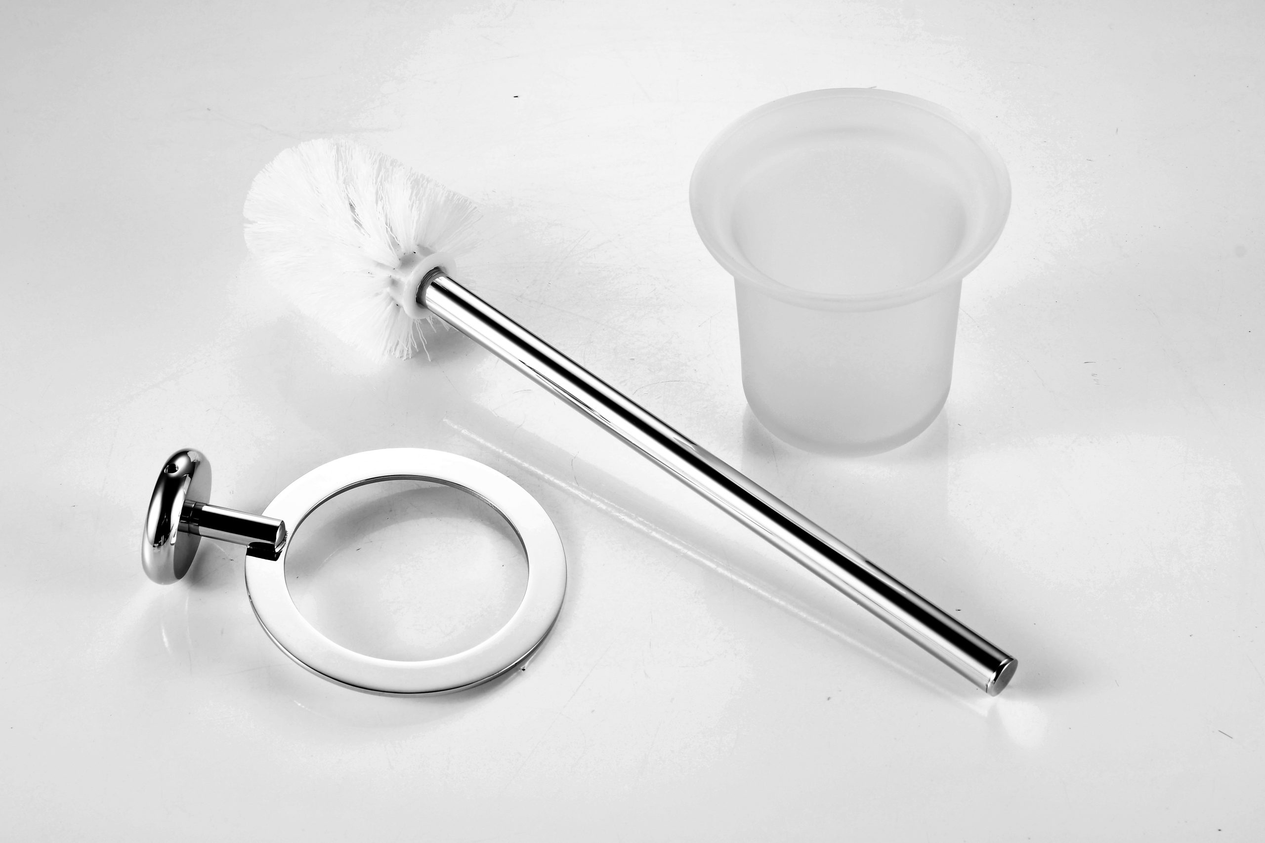 Toilet Brush With Stainless Steel Handle Ceramic Holder for Bathroom Cleaning - 图片 14