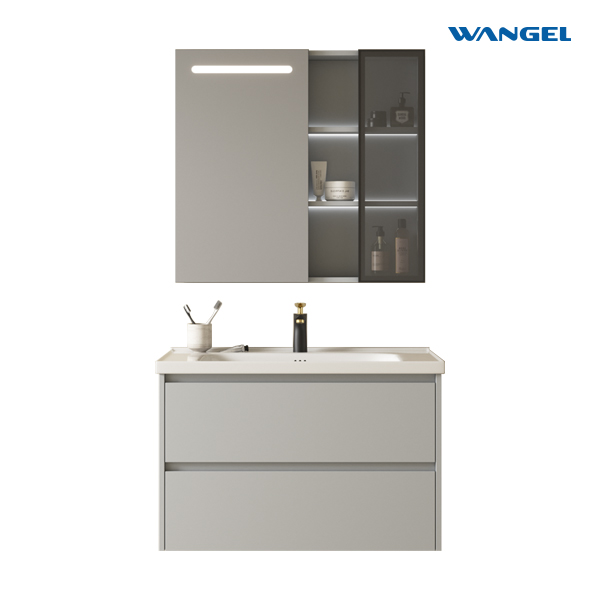 Luxury Modern Style Design Durable High Quality Multi-Layer Plywood Bathroom Cabinet With Silver Mirror