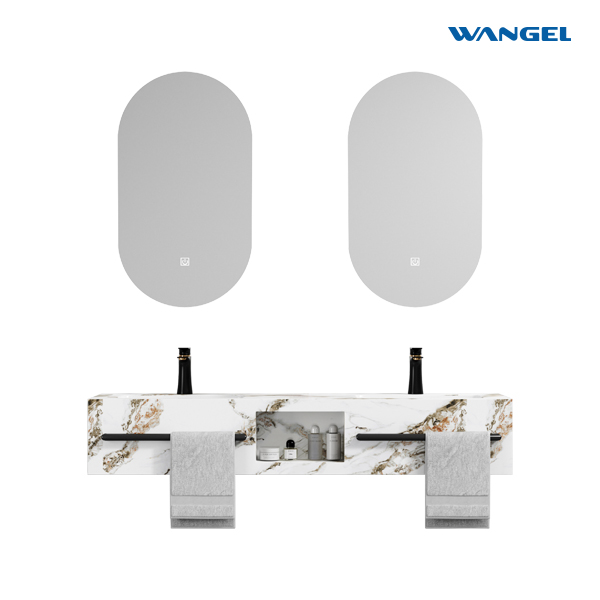 Modern Design Luxury Wall Mounted Floating Cabinet Bathroom Vanity Rock Slate Basin Cabinet