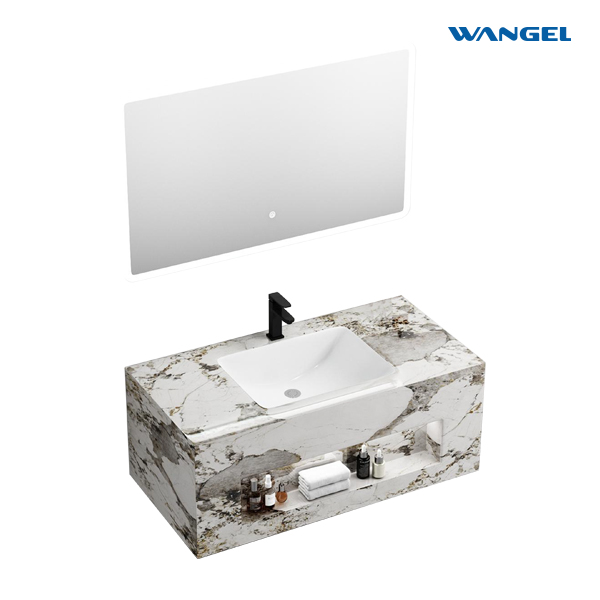 Modern One Layer Hotels Wall Mounted Hot Sale Slate Rock Basin Sinks Bathroom Cabinet Bathroom Vanities