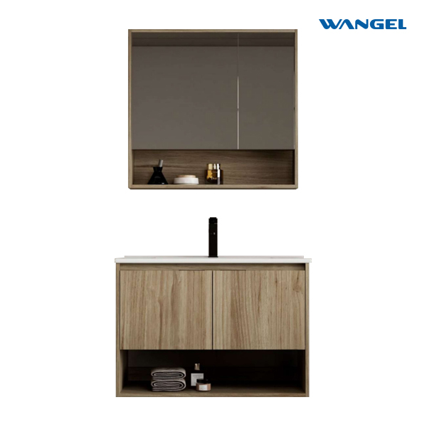 Modern-style Beige Teak waterproof furniture, bathroom dressing table and mirror cabinet