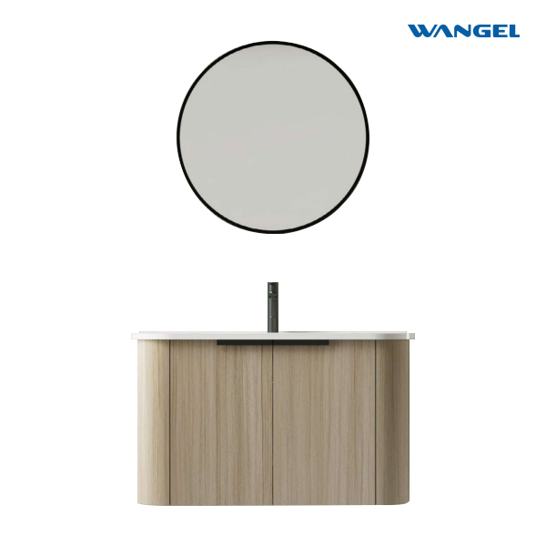 High-quality bathroom cabinet is made of Beige Oak color PVC material, which is moisture-proof and waterproof