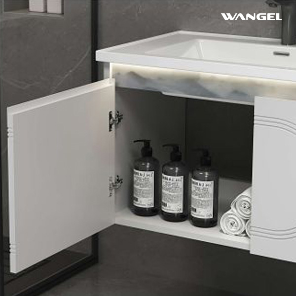 Bathroom stainless steel dressing table, sink and cabinet combination wall-mounted type - 图片 3