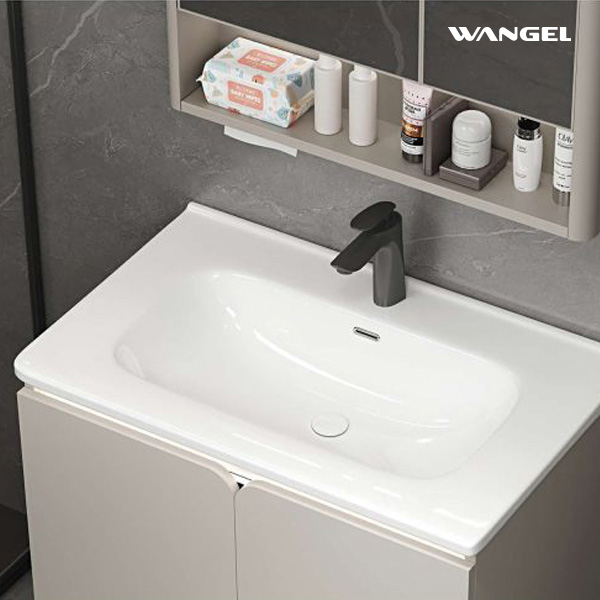 Modern Wall-Mounted LED Shower Mirror Bath Cabinets Ceramic Countertop - 图片 3