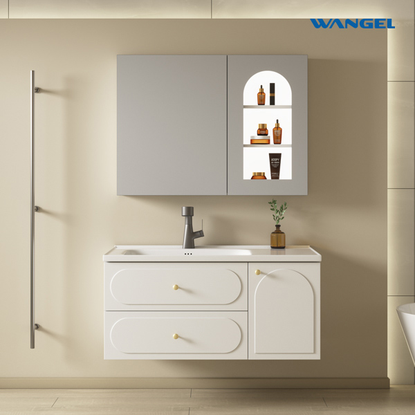 Modern Style Design Durable High Quality Multi-Layer Plywood Bathroom Cabinet With Silver Mirror - 图片 2