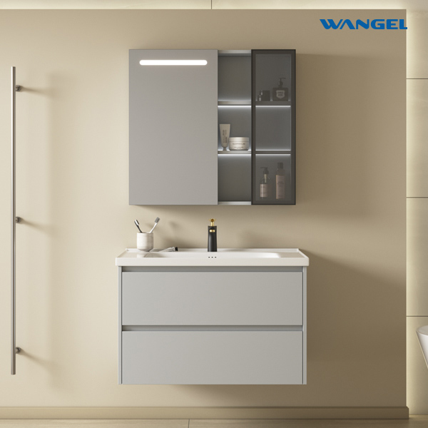 Luxury Modern Style Design Durable High Quality Multi-Layer Plywood Bathroom Cabinet With Silver Mirror - 图片 2
