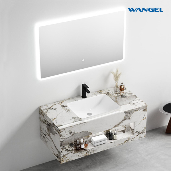 Modern One Layer Hotels Wall Mounted Hot Sale Slate Rock Basin Sinks Bathroom Cabinet Bathroom Vanities - 图片 2