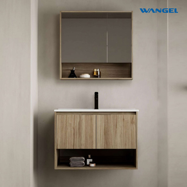 Modern-style Beige Teak waterproof furniture, bathroom dressing table and mirror cabinet - 图片 2