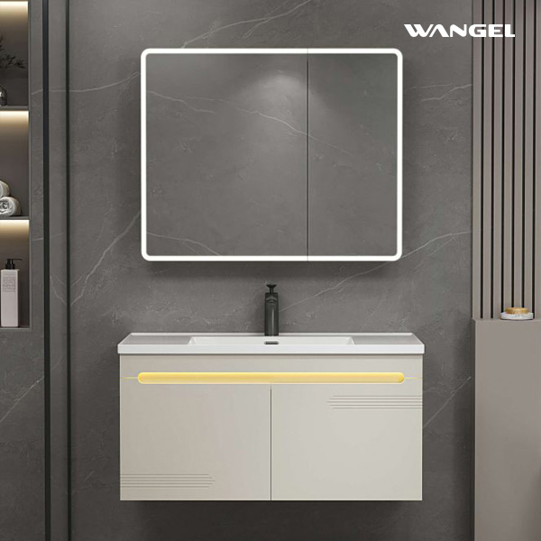 Bathroom furniture, dressing table, storage mirror and ceramic basin meridian grey - 图片 2