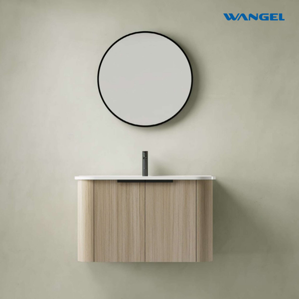 High-quality bathroom cabinet is made of Beige Oak color PVC material, which is moisture-proof and waterproof - 图片 2