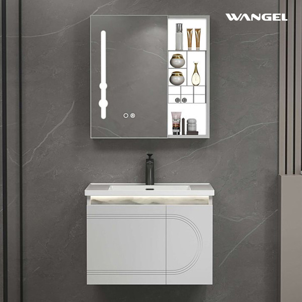 Bathroom stainless steel dressing table, sink and cabinet combination wall-mounted type - 图片 2