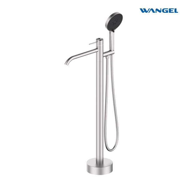Floor Mounted Single Handle Bathtub Faucet With Handheld Shower