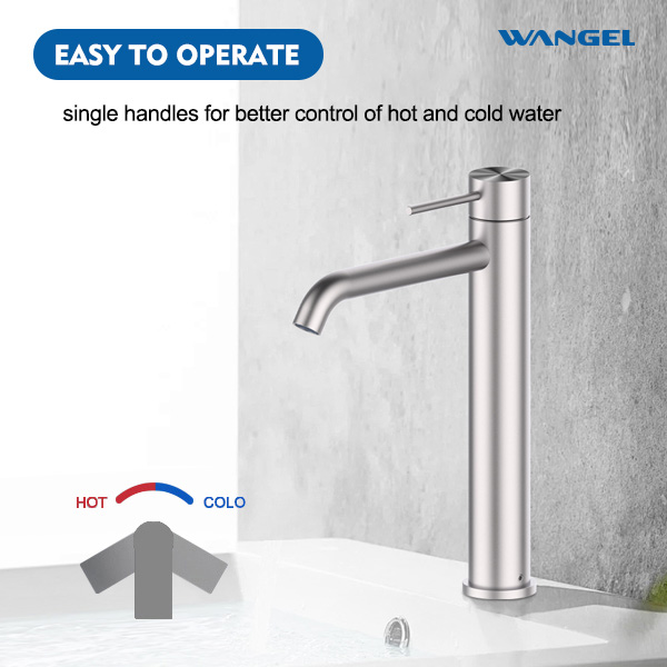 Dual-control hot and cold Stainless Steel High Body basin faucet - 图片 3