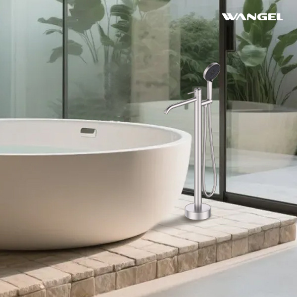 Floor Mounted Single Handle Bathtub Faucet With Handheld Shower - 图片 3