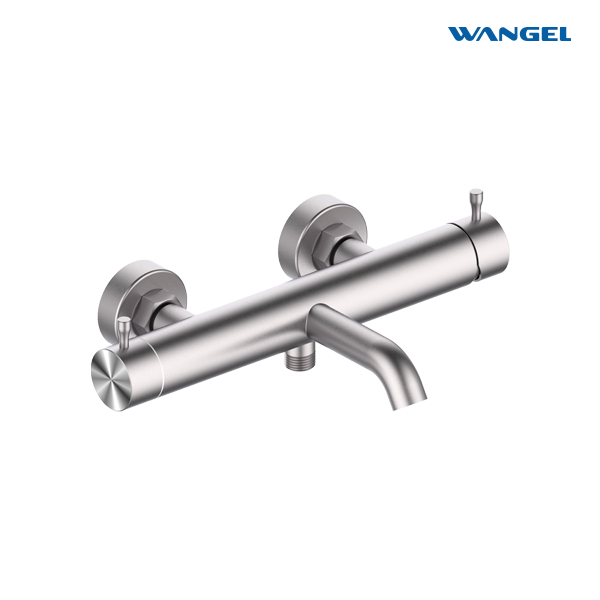 Sleek Brushed Double-Handle Wall-Mount Bathtub Faucet