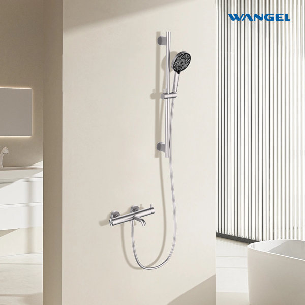 304 Stainless Steel Bathtub Faucet Wall Mounted Hot Cold Faucet Holdheld Shower - 图片 3