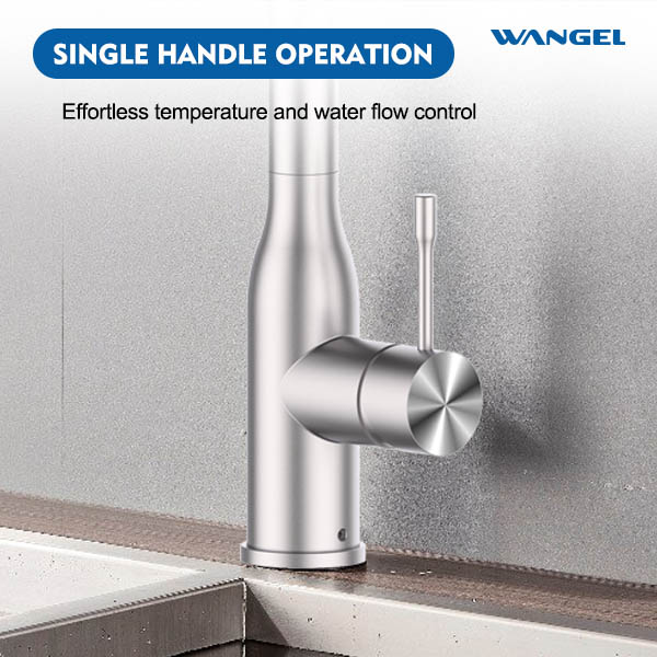 L-shaped kitchen faucet with pull down sprayer - 图片 4