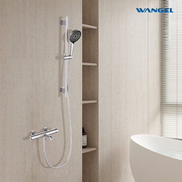 304 Stainless Steel Bathtub Faucet Wall Mounted Hot Cold Faucet Holdheld Shower - 图片 2