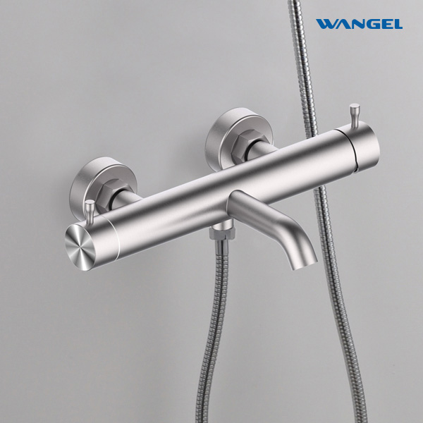 Sleek Brushed Double-Handle Wall-Mount Bathtub Faucet - 图片 3
