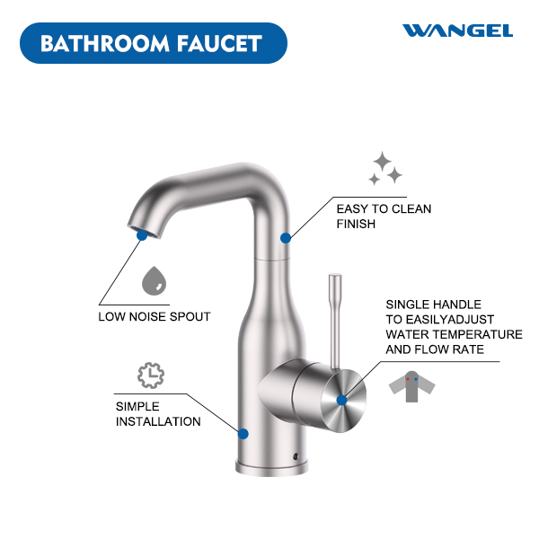 High Quality Dual Control Hot And Cold Water 304 Stainless Steel Basin Faucet - 图片 4