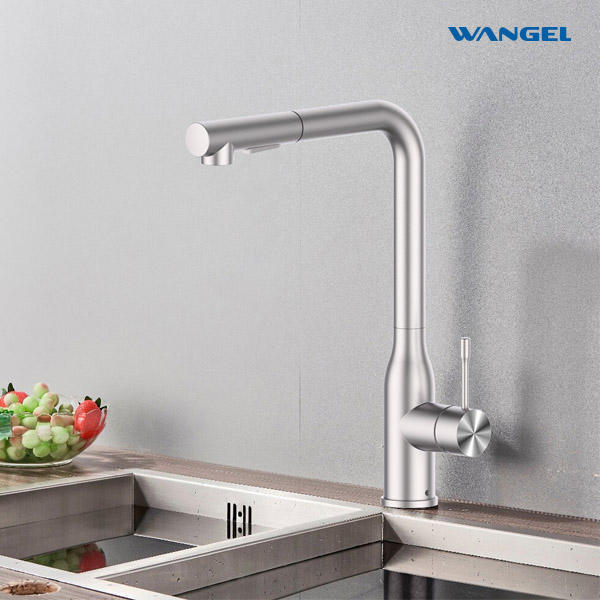 L-shaped kitchen faucet with pull down sprayer - 图片 3