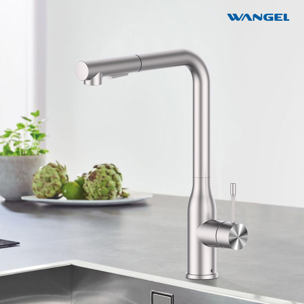 L-shaped kitchen faucet with pull down sprayer - 图片 2