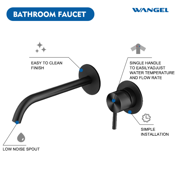 Matte black basin concealed faucet - 图片 2