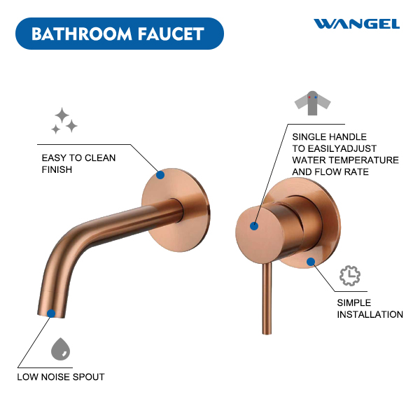 Rose Gold Wall-Mounted Basin Faucet - 图片 2