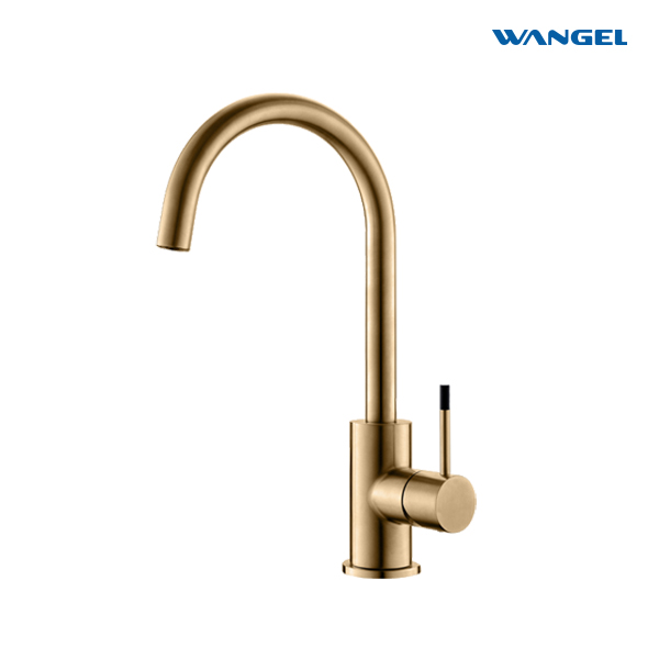 Rotatable Brushed Gold Kitchen Faucet