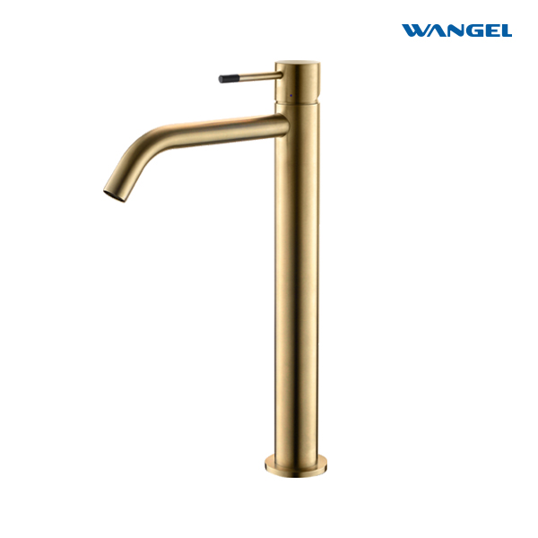 Single-Hole Brushed Gold Tall Basin Faucet