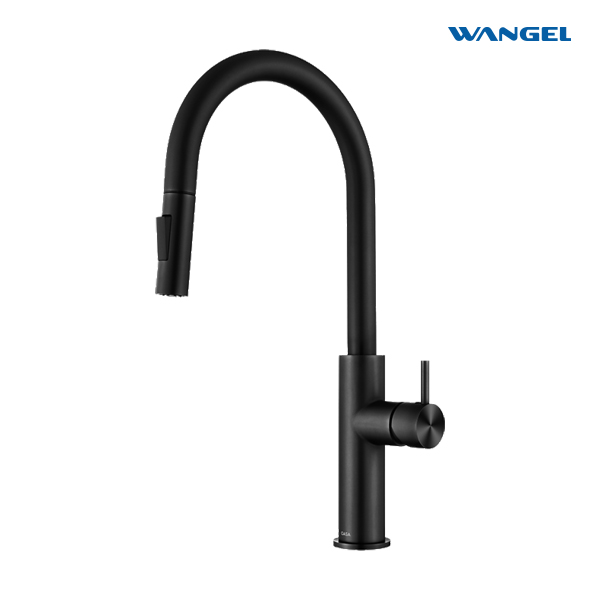 360° Matte Black Pull-Out Kitchen Faucet