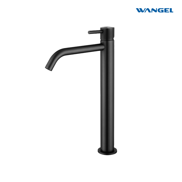 Modern Matte Black High-Spout Sink Faucet, Single Hole Mount