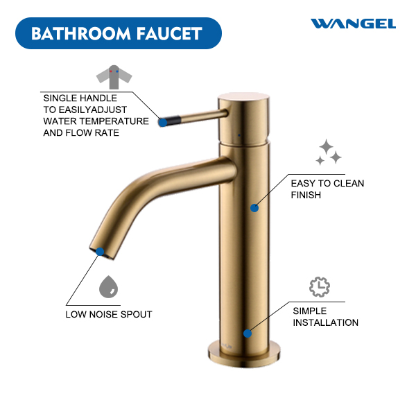 Brushed Gold Low-Profile Sink Faucet - 图片 3