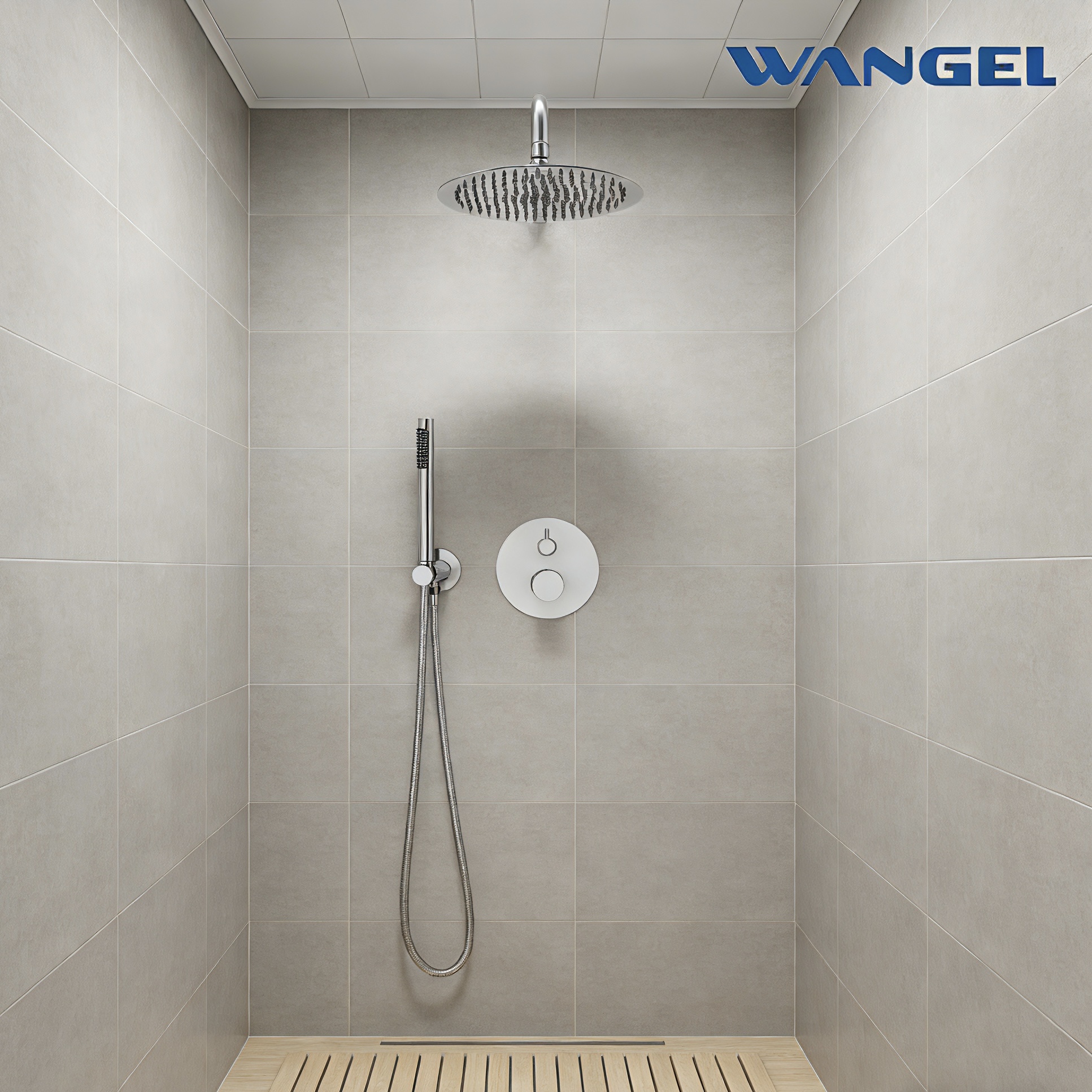 Wangel Brushed Stainless Steel Dual-Shower System - 图片 2