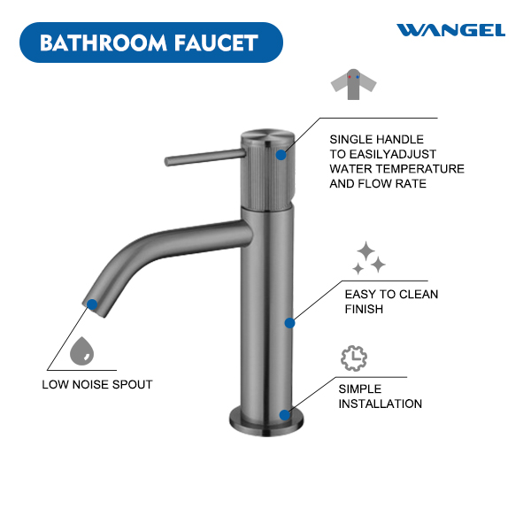 GleamTide Gunmetal Bathroom Faucet - 图片 2