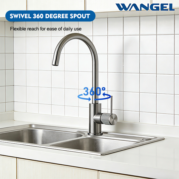 SpinGleam Gunmetal Kitchen Faucet - 图片 2