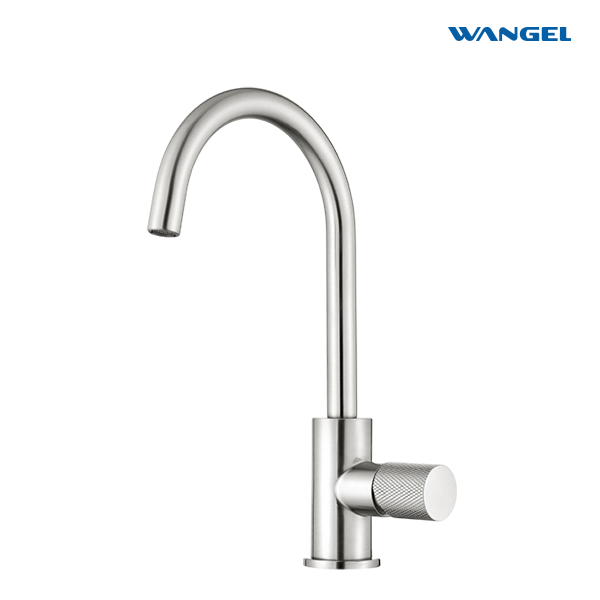 Wangel Brushed Stainless Steel High-Arc Kitchen Faucet