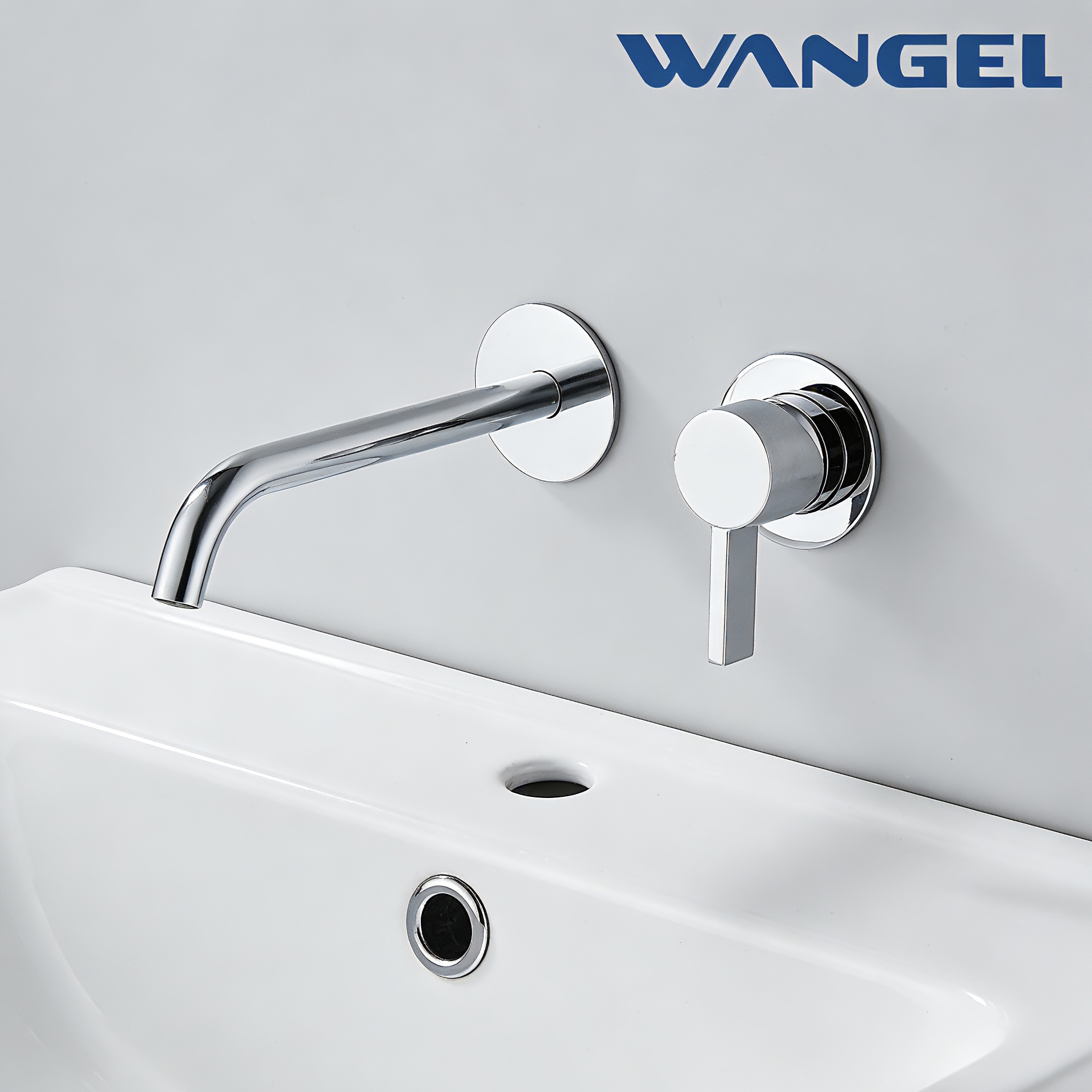Wangel Chrome-Plated Wall-Mount Split Basin Faucet - 图片 2