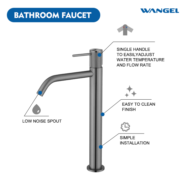 Wangel Gunmetal High-Rise Basin Faucet - 图片 3